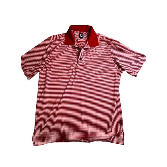 FootJoy Other - FootJoy FJ Red White Striped Golf Polo Shirt Mens Large DryJoy Tech